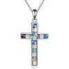 YFN Cross Necklace 925 Sterling Silver Celtic Knot Cross Infinity Heart Love Pendant Necklace 18″(Abalone Cross Necklace)