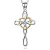 YFN Cross Necklace 925 Sterling Silver Celtic Knot Cross Infinity Heart Love Pendant Necklace 18″(God Heart Cross Necklace)