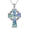 YFN Cross Necklace 925 Sterling Silver Celtic Knot Cross Infinity Heart Love Pendant Necklace 18″(Irish Celtic Cross Necklace)