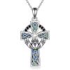 Silver-Celtic Cross Claddagh Necklace