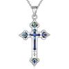 Silver-Cross Necklace with Abalone
