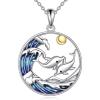 YFN Dolphin Necklace 925 Sterling Silver Mothers Day Gifts for Women(Dolphin Necklace with Ocean)