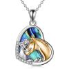 Gold Horse Necklace with Abalone Shell