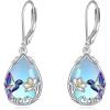 Silver-Hummingbird Moon Earrings
