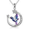 YFN Hummingbird Necklace Sterling Silver Jewelry Hummingbird Gifts for Women(Silver-Hummingbird Necklace Strong Brave Free)