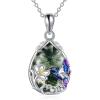 YFN Hummingbird Necklace for Women S925 Sterling Silver Blue Purple Hummingbird Pendant Necklace Hummingbirds Flower Jewelry Charm Memorial Mothers Day Gifts(Silver-Hummingbird Necklace with Moss Agate)