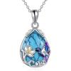 YFN Hummingbird Necklace for Women S925 Sterling Silver Blue Purple Hummingbird Pendant Necklace Hummingbirds Flower Jewelry Charm Memorial Mothers Day Gifts(Silver-Hummingbird Necklace with Turquoise)