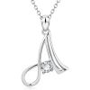 YFN Initial Necklace Sterling Silver Letters 26 Alphabet Pendant Necklace Jewelry(Letter A)