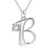 YFN Initial Necklace Sterling Silver Letters 26 Alphabet Pendant Necklace Jewelry(Letter B)