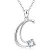 YFN Initial Necklace Sterling Silver Letters 26 Alphabet Pendant Necklace Jewelry(Letter C)