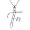 YFN Initial Necklace Sterling Silver Letters 26 Alphabet Pendant Necklace Jewelry(Letter F)
