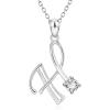 YFN Initial Necklace Sterling Silver Letters 26 Alphabet Pendant Necklace Jewelry(Letter H)