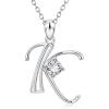 YFN Initial Necklace Sterling Silver Letters 26 Alphabet Pendant Necklace Jewelry(Letter K)