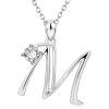 YFN Initial Necklace Sterling Silver Letters 26 Alphabet Pendant Necklace Jewelry(Letter M)