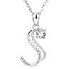 YFN Initial Necklace Sterling Silver Letters 26 Alphabet Pendant Necklace Jewelry(Letter S)