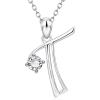 YFN Initial Necklace Sterling Silver Letters 26 Alphabet Pendant Necklace Jewelry(Letter T)