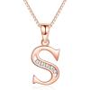 YFN Initial Pendant Necklace In Sterling Silver With Cubic Zirconial 26 Letter Alphabet Jewelry for Women