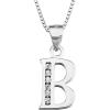 YFN Initial Pendant Necklace Sterling Silver with Cubic Zirconial 26 Letter Alphabet Jewelry Gifts for Women(Alphabet B)