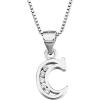 YFN Initial Pendant Necklace Sterling Silver with Cubic Zirconial 26 Letter Alphabet Jewelry Gifts for Women(Alphabet C)