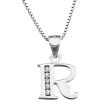 YFN Initial Pendant Necklace Sterling Silver with Cubic Zirconial 26 Letter Alphabet Jewelry Gifts for Women(Alphabet R)