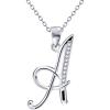 YFN S925 Sterling Silver Cubic Zirconia 26 Letters Alphabet Pendant Necklace