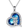 YFN Sterling Silver Tree of Life Abalone/Turquoise Pendant Necklace – Sister Gift for Birthday or Any Occasion(Blue Crystal- Sister Necklace)