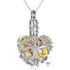 YFN Tree of Life Urn Necklace for Ashes Heart Cremation Jewelry Sterling Silver with Blue Crystal with Funnel Filler Jewelry Gifts for Women(AB Crystal-Urn Necklace for Women)