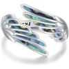 YFN Wing Ring Sterling Silver Angel Wing Adjustable Ring Size 7 Abalone Always With You Jewelry Gifts for Women