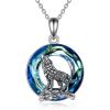 YFN Wolf Necklace Gifts for Men Women Sterling Silver Opal Moon Wolfs Jewelry Birthday 18+2″(Wolf Necklace with Crystal)