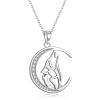 image:imageYFN Wolf Pendant Necklace 925 Sterling Silver Cubic Zirconial Wolf Moon Necklace 18 Birthday Day Jewelry for Girlfriend WifeCrescent Moon Wolf Necklace