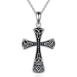 Celtic Cross Necklace Sterling Silver Vintage Religious Christian Jewelry for Women Girls
