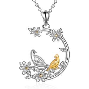 YFN Animal Necklace Sterling Silver Cute Animal Pendant Jewelry Gifts for Women(2 Bird)