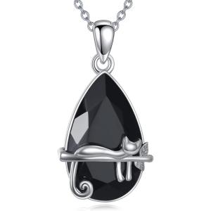 YFN Animal Necklace Sterling Silver Cute Animal Pendant Jewelry Gifts for Women(Cat)
