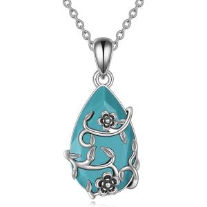YFN Animal Necklace Sterling Silver Cute Animal Pendant Jewelry Gifts for Women(Flower Blue)