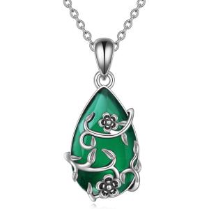 YFN Animal Necklace Sterling Silver Cute Animal Pendant Jewelry Gifts for Women(Flower Green)