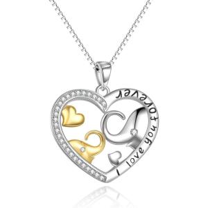 YFN Elephant/Wolf/Penguins/Cats/Foxs/Dinosaur/Ostrich Bird Necklaces Elephant Gifts 925 Sterling Silver I Love You Forever Cute Animal Jewelry for Women(AA-Elephant Necklace)