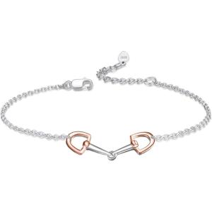 YFN Horse Jewelry Gift 925 Sterling Silver Horse Adjustable Bracelet for Women(Stirrup Bracelet Rose)