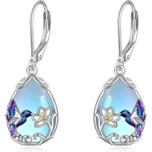 YFN Hummingbird Earrings Bird Dangle 925 Sterling Silver Jewelry Gifts for Women(Silver-Hummingbird Moon Earrings)