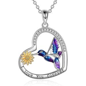 YFN Hummingbird Necklace Sterling Silver Jewelry Hummingbird Gifts for Women(Silver-Hummingbird Necklace)
