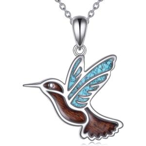 YFN Hummingbird Necklace Sterling Silver Jewelry Hummingbird Gifts for Women(Silver-Turquoise Hummingbird Necklace)