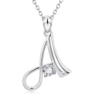YFN Initial Necklace Sterling Silver Letters 26 Alphabet Pendant Necklace Jewelry(Letter A)