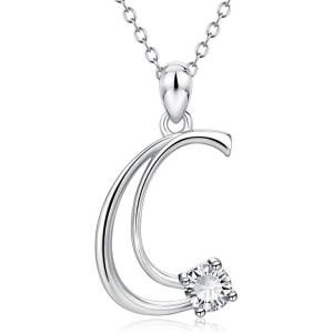 YFN Initial Necklace Sterling Silver Letters 26 Alphabet Pendant Necklace Jewelry(Letter C)