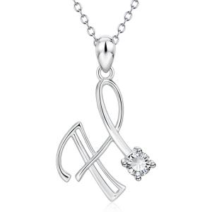 YFN Initial Necklace Sterling Silver Letters 26 Alphabet Pendant Necklace Jewelry(Letter H)