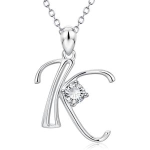 YFN Initial Necklace Sterling Silver Letters 26 Alphabet Pendant Necklace Jewelry(Letter K)