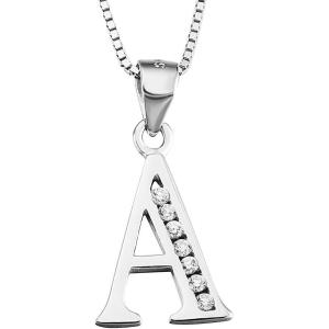 YFN Initial Pendant Necklace Sterling Silver with Cubic Zirconial 26 Letter Alphabet Jewelry Gifts for Women(Alphabet A)
