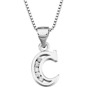 YFN Initial Pendant Necklace Sterling Silver with Cubic Zirconial 26 Letter Alphabet Jewelry Gifts for Women(Alphabet C)