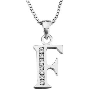 YFN Initial Pendant Necklace Sterling Silver with Cubic Zirconial 26 Letter Alphabet Jewelry Gifts for Women(Alphabet F)