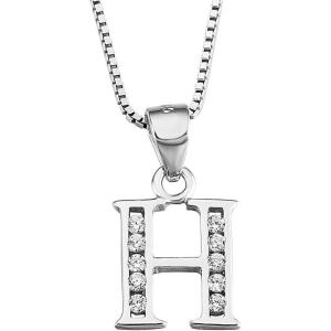 YFN Initial Pendant Necklace Sterling Silver with Cubic Zirconial 26 Letter Alphabet Jewelry Gifts for Women(Alphabet H)