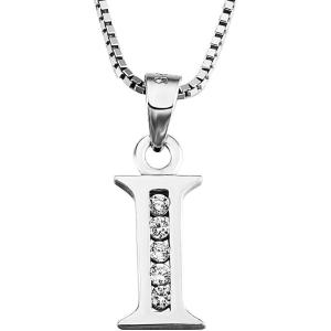 YFN Initial Pendant Necklace Sterling Silver with Cubic Zirconial 26 Letter Alphabet Jewelry Gifts for Women(Alphabet I)