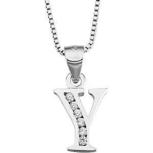 YFN Initial Pendant Necklace Sterling Silver with Cubic Zirconial 26 Letter Alphabet Jewelry Gifts for Women(Alphabet Y)